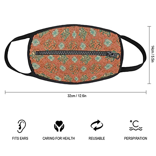 Máscara con una cremallera Diseño personalizado Bonita decoración Flor Textura Arte Polvo Boca Cubiertas Divertidas Mascarilla Facial Transpirable Cierre de cremallera