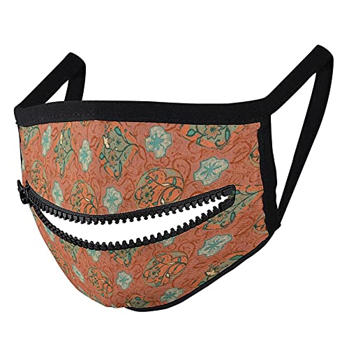 Máscara con una cremallera Diseño personalizado Bonita decoración Flor Textura Arte Polvo Boca Cubiertas Divertidas Mascarilla Facial Transpirable Cierre de cremallera