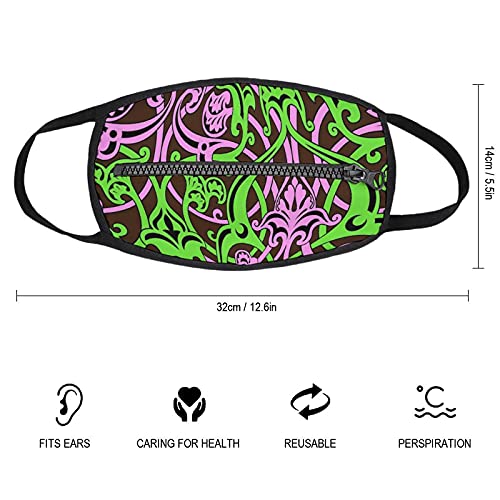 Máscara con una cremallera Diseño personalizado Elemento Arte Flor Indígena Polvo Boca Cubiertas Divertidas Mascarilla Facial Transpirable Cierre de cremallera