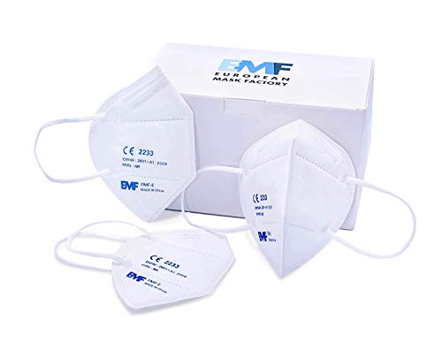 Mascarillas EMF de 5 capas (FFP2 NR), 20 unidades. Hechas en España, marcado CE,
