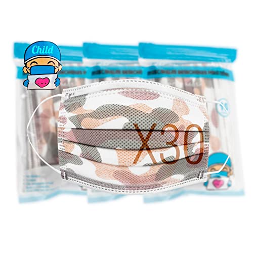 Mascarillas Higiénicas Infantiles Niños Colores Pack de 30 Unidades, Desechables, Homologados. (C1)