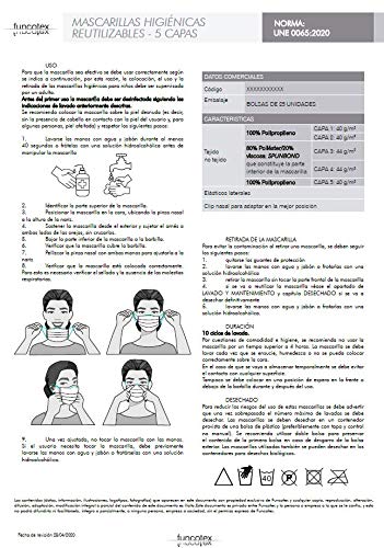 Mascarillas Lavables y Reutilizables - Mascarillas Calidad Premium fabricadas en Valencia (5 unidades)