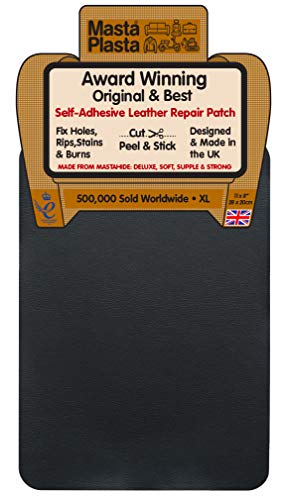 MastaPlasta - Parche Autoadhesivo para reparación de Cuero. XL: 28 x 20 cm. Elige EL Color Kit de Primeros Auxilios para sofás, Asientos de Coche. Arregla Agujeros, rasgaduras, Quemaduras, Manchas