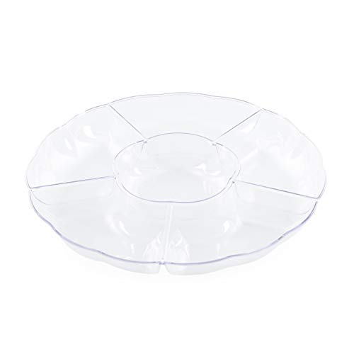 MATANA 5 Bandejas de Fiesta de Plástico Transparente 6 Compartimentos - 30,5cm