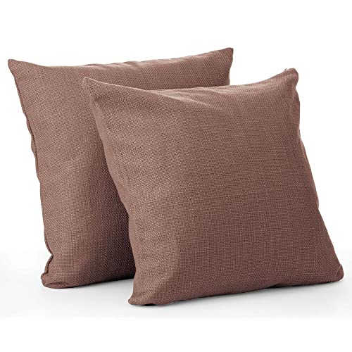 mDesign Juego de 2 fundas de cojines decorativas – Fundas de tela modernas con aspecto de lino y medidas de 51 cm x 51 cm – Forro para cojines de sofá, bancos y cama – marrón oscuro