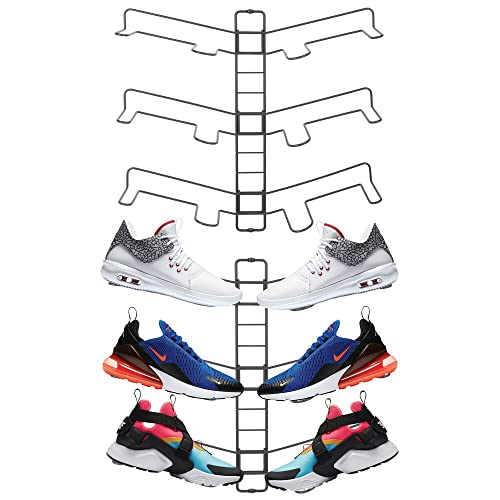 mDesign Juego de 2 organizadores de zapatos – Zapatero de pared ajustable para tres pares de zapatillas, calzado deportivo, etc. – Una alternativa al mueble zapatero que ahorra espacio – gris
