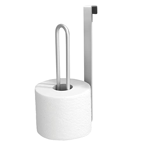 mDesign – Soporte para Papel higienico – Elegante portarrollos para baño para Colgar – El Soporte para Papel de baño Color: Plateado (Satinado)