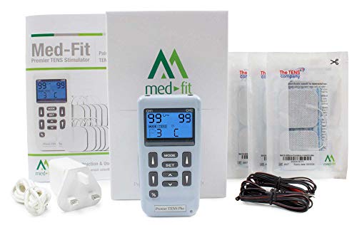 Med-Fit TENS recargable de doble canal con 12 programas preestablecidos clínicamente validados y ajustes manuales completos para ajustes individuales de su elección