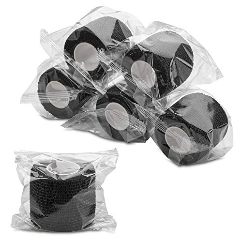 MEDca Vendaje cohesivo Autoadhesivo - 24 Rollos a Granel - 2" de Ancho x 5 Yds Cinta Deportiva para Uso médico, Deportivo, de Primeros Auxilios y Ayuda a Proteger la Piel, Negra