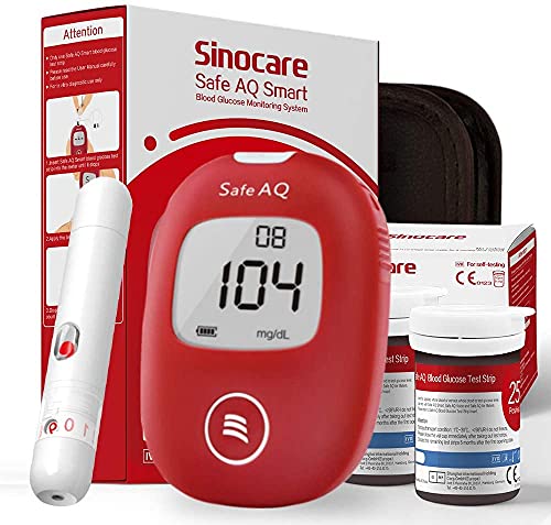 Medidor de glucosa en sangre - Safe AQ Smart - Kit de control de diabetes Kit de prueba de azúcar en sangre Sin codificación con 50 tiras de prueba de glucosa en sangre mg/dL