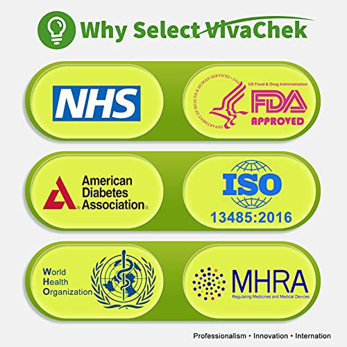 Medidor de glucosa en sangre tiras de prueba diabetes strips codefree tiras reactivas de glucosa en sangre 50 mg/dL para ES diabéticos para glucómetros VivaChek Ino e Ino X