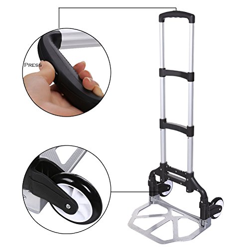 Meditool Carretilla Plegable Aluminio, 70 kg Folding Hand Truck,Carretilla de Transporte, Carretilla de Mano