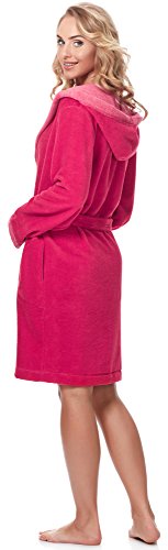 Merry Style Bata Corta con Capucha Vestidos de Casa Ropa Mujer MSLL1002 (Coral/Rosa, XL)