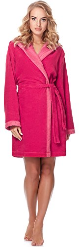 Merry Style Bata Corta con Capucha Vestidos de Casa Ropa Mujer MSLL1002 (Coral/Rosa, XL)
