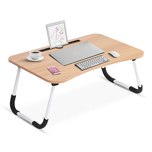 Mesa de Cama,Mesa Auxiliar Cama Plegable,Escritorio de Cama Plegable, Soporte de bambú para computadora portátil,Bandeja de Desayuno,Mesa Plegable portatil Ordenador ,Mesa Escritorio Plegable Cama