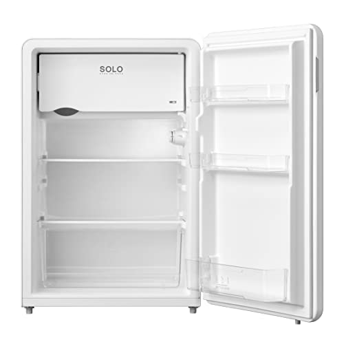 Midea - Mini Frigorífico con Congelador Vintage - Capacidad 100 L Frigorífico + 16 L Congelador - Mini Bar Retro - Silencioso 39 dB - Modelo MDRD168SLF01 - Color Blanco