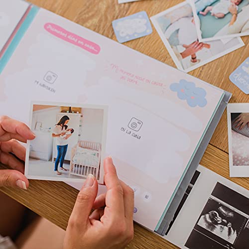 Mimuselina Álbum Recuerdos del Primer Año del Bebé. Y Entonces Llegué Yo, Libro Tapa Dura álbum de fotos e información desarrollo de bebés recién nacidos mes a mes