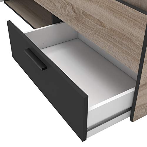 Miroytengo Cama Michigan 2 Cajones Estilo Industrial Habitacion Roble y Negro 135-140 cm