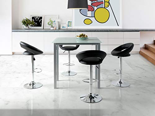 Miroytengo Mesa Vidrio Cristal Blanco Rectangular Extensible Cocina Patas Gris 95x76x55-95