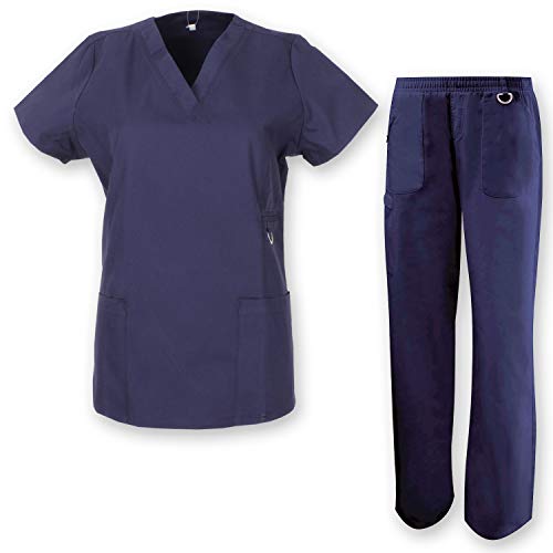 Misemiya ® ® Medical Uniform Scrub Set Conjunto de trabajo, Hombre, Azul (Azul Marino 8), X-Small (Tamaño del fabricante: XS)