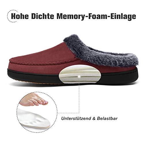 Mishansha Zapatillas Estar por Casa Mujer Antideslizantes CáLido Zapatillas Interior Casa de Espuma de Memoria Rojo Gr.39