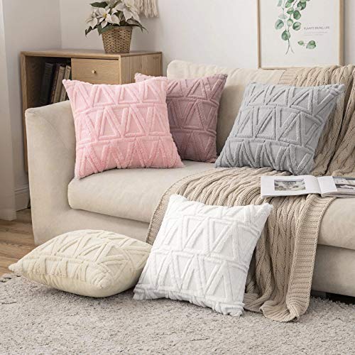 MIULEE 2 Piezas Funda de Cojines Felpa Suave Funda de Almohada Lana de Imitación Moderna Decoración Invierno Cremallera Oculta para Dormitorio Silla Oficina Cama Habitacion Salón 45x45 Gris Claro