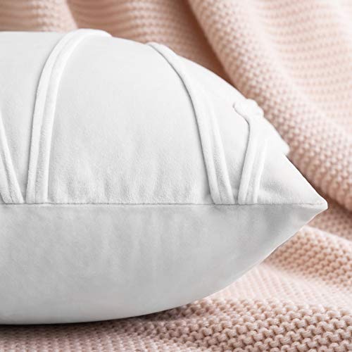 MIULEE Juego de 2 Cojines Funda de Cojín de Terciopelo Decoración para Habitación Suave Color Sólido Funda de AlmohadaCuadrada para Sala de Estar Sofá Silla Dormitorio 45x45cm Blanco Puro