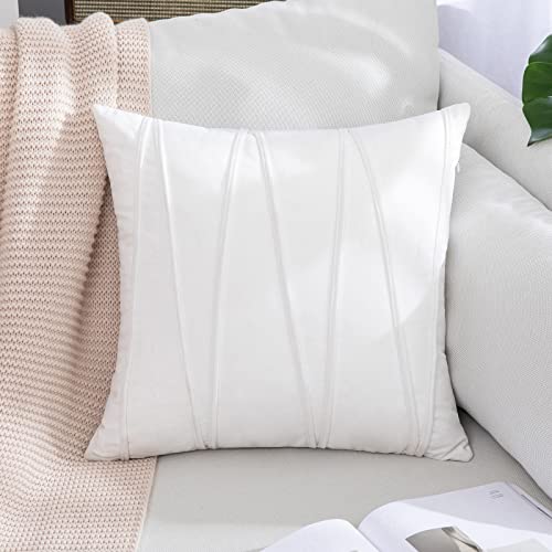 MIULEE Juego de 2 Cojines Funda de Cojín de Terciopelo Decoración para Habitación Suave Color Sólido Funda de AlmohadaCuadrada para Sala de Estar Sofá Silla Dormitorio 45x45cm Blanco Puro