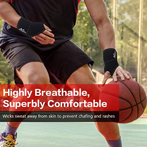MoKo Muñequera Ajustable para Hombre y Mujer, Muñequeras Atléticas de Muñeca para Túnel Carpiano, Tendinitis, Alivio del Dolor, Recuperación de Lesiones (Manos Derecha e Izquierda) - Negro