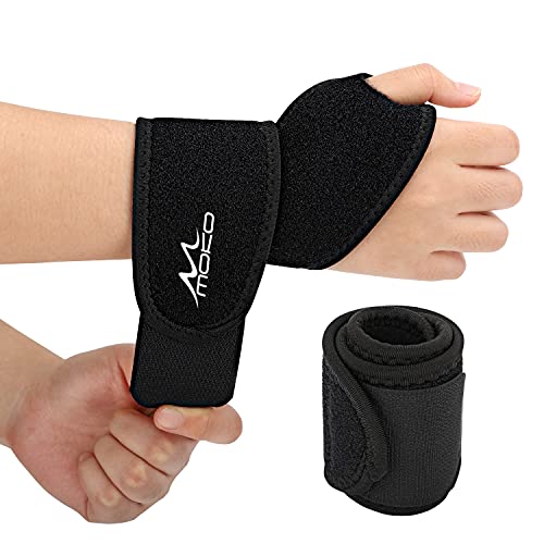 MoKo Muñequera Ajustable para Hombre y Mujer, Muñequeras Atléticas de Muñeca para Túnel Carpiano, Tendinitis, Alivio del Dolor, Recuperación de Lesiones (Manos Derecha e Izquierda) - Negro