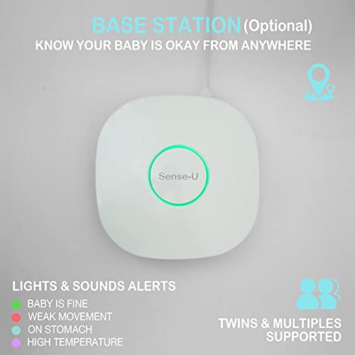 Monitor de bebé Sense-U con sensores de temperatura de movimiento de movimiento: seguimiento de la movimiento abdominal del bebé, el giro y la temperatura de la piel con un nuevo diseño de cierre