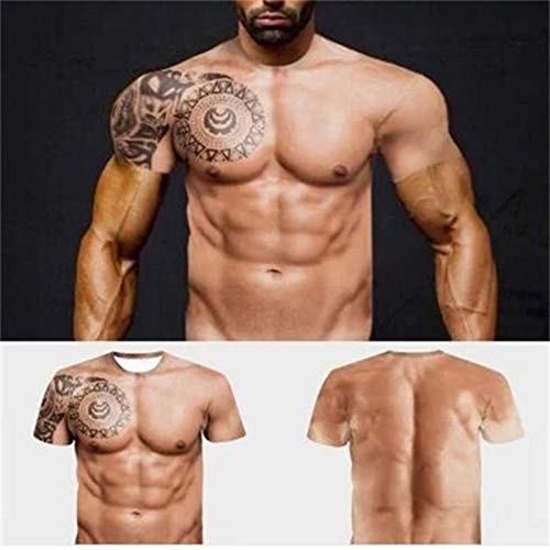 Monkys Camiseta con músculos, Camiseta Divertida con Estampado 3D, Camisetas Casuales de Manga Corta, Camiseta con Estampado de Tatuaje Falso