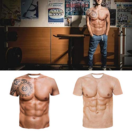 Monkys Camiseta con músculos, Camiseta Divertida con Estampado 3D, Camisetas Casuales de Manga Corta, Camiseta con Estampado de Tatuaje Falso