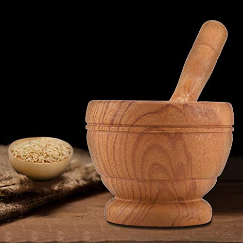 Mortero Molinillo de ajo Especias Hierbas Mortero Juego de mortero Tazón de molienda Herramienta de cocina(marrón)