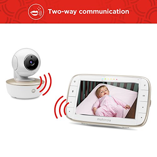 Motorola Baby MBP855, Monitor portátil para bebés con video y pantalla a color de 5 pulgadas con Wi-Fi y cámara, Blanco