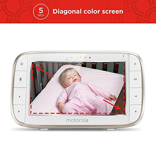 Motorola Baby MBP855, Monitor portátil para bebés con video y pantalla a color de 5 pulgadas con Wi-Fi y cámara, Blanco