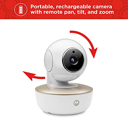 Motorola Baby MBP855, Monitor portátil para bebés con video y pantalla a color de 5 pulgadas con Wi-Fi y cámara, Blanco