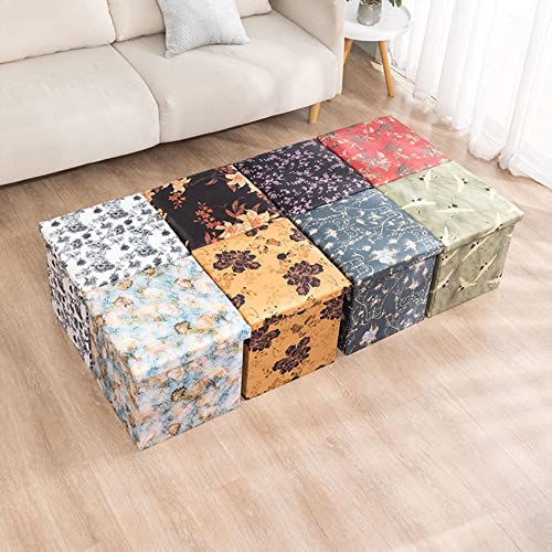 MRDAER Caja de Almacenamiento, Paquete Plano, para Almacenamiento de Juguetes, Taburete para pies, Taburete Plegable, Caja de Almacenamiento con Tapa, Cubo, Rectangular, para Almacenamiento, tabure