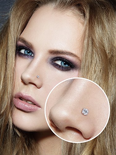 Mudder 20 Gauge 15 Piezas Aros de Nariz Curvados Piercing de Nariz Pendiente de Nariz de Acero Inoxidable Tornillo de Zirconia Cúbica Joyas de Cuerpo, 15 Colores