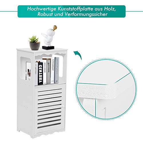 Mueble Columna de Baño, Pequeño Gabinete de Almacenamiento con Puertas y Estantes, para El Suelo El Lateral Esquina Baño Muebles El Hogar, Color Blanco, 15.5 x 11.02 x 31.49 Pulgadas