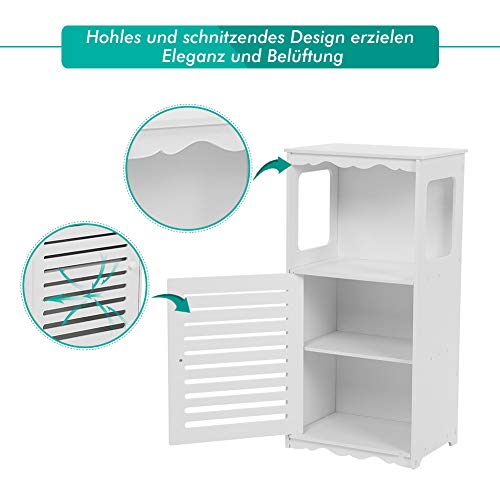 Mueble Columna de Baño, Pequeño Gabinete de Almacenamiento con Puertas y Estantes, para El Suelo El Lateral Esquina Baño Muebles El Hogar, Color Blanco, 15.5 x 11.02 x 31.49 Pulgadas