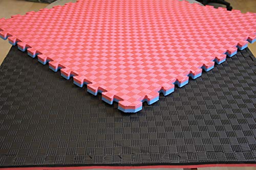 Mugar Tatami Puzzle Artes Marciales 100x100cms y Espesor de 2,00cms Negro/Rojo Reversible Esterilla Goma Espuma Estructura