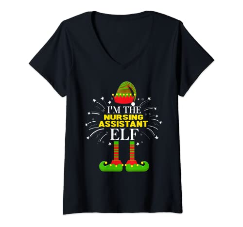 Mujer Soy el Asistente de Enfermería Elfo Familia Coincidencia Gru Camiseta Cuello V