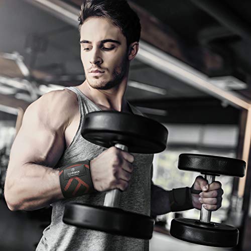 Muñequeras Deportivas Gym Profesionales - 2 Wrist Wraps Straps Resistentes para Levantar de Pesas, Talla Única Ajustable, Hombre Mujer | Halterofilia Fitness Halterofilia Entrenamiento Culturismo