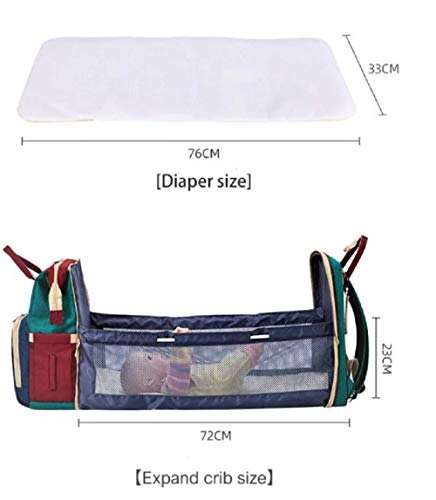 MYWILON Mochila cambiador maternidad 3 en 1 Gran capacidad – Bolsa de Pañales Multifunción impermeable – Bolso de viaje con cama para bebe (Multicolor)