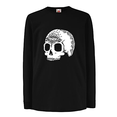 N4602D La Camiseta de los niños con Mangas largas The Fashion Skull (9-11 Years Negro Multicolor)