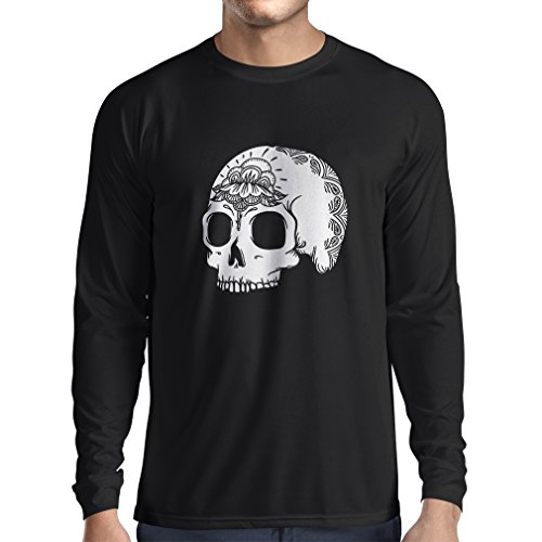 N4602L Camiseta de Manga Larga The Fashion Skull (Medium Negro Multicolor)