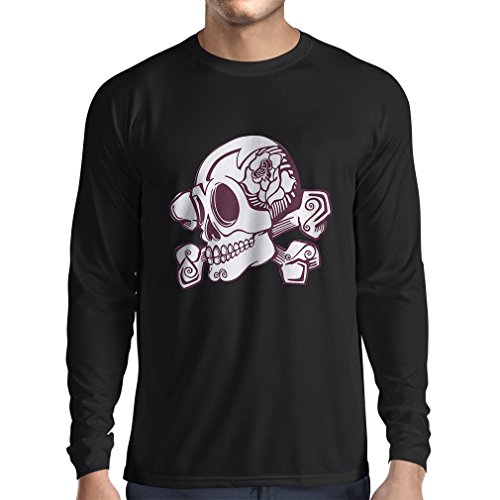 N4603L Camiseta de Manga Larga Skull and Bones (XXX-Large Negro Multicolor)