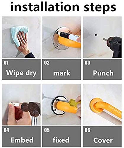 NA Barras de sujeción para ducha, asas de acero inoxidable, accesorios de baño, asas antideslizantes para personas mayores, bañeras para discapacitados, (blanco)