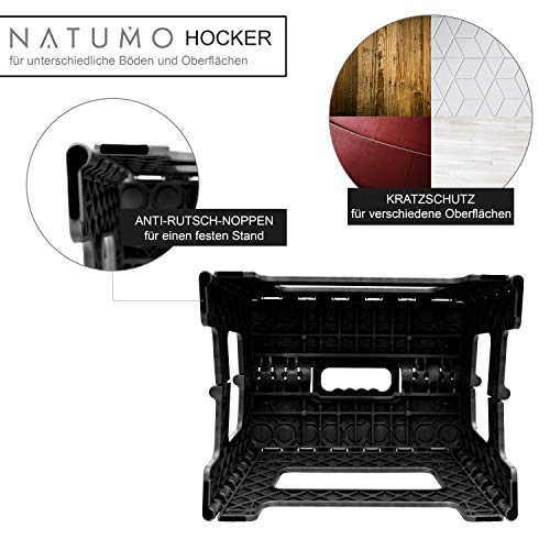 Natumo® - Taburete plegable para 150 kg, taburete de cocina, baño, silla plegable de jardín, pequeño reposapiés para niños, ayuda para ascenso, lavabo, para niños y adultos